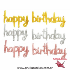 GLOBO FRASE HAPPY BIRTHDAY CURSIVA (Elegir color) - comprar online