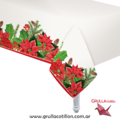 MANTEL PLASTICO FLOR NAVIDAD