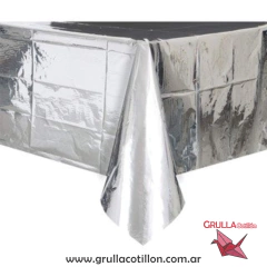 MANTEL METALIZADO PLATEADO