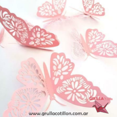 MARIPOSAS CALADAS ROSA PASTEL x12