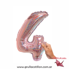 GLOBO NUMERO ROSE GOLD HOLOGRAFICO 14" - tienda online