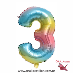 GLOBO NUMERO PASTEL MULTICOLOR 32" - Grulla Mayorista
