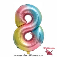 GLOBO NUMERO PASTEL MULTICOLOR 32" en internet