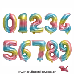 GLOBO NUMERO PASTEL MULTICOLOR 32"