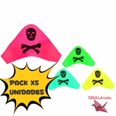 PACK GORRO PIRATA FLUO x5