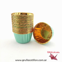 PIROTIN METALIZADO VERDE AGUA Y DORADO x10