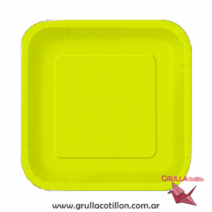 PLATO CUADRADO AMARILLO FLUO x8