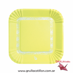 PLATO CUADRADO AMARILLO PASTEL x8