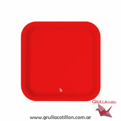 PLATO CUADRADO ROJO x8