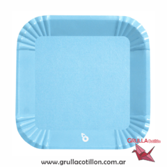 PLATO CUADRADO CELESTE PASTEL x8