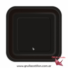 PLATO CUADRADO NEGRO x8