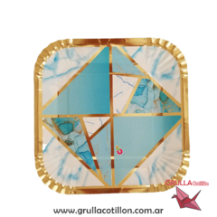 PLATO MARMOL CELESTE x8