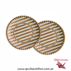 PLATO REDONDO RAYADO DORADO x8