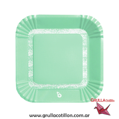 PLATO VERDE PASTEL CUADRADO x8