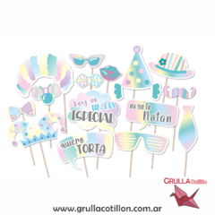 PROPS FELIZ CUMPLE COLORES PASTEL x12