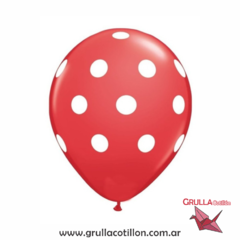 GLOBO ROJO CON LUNARES BLANCOS x12