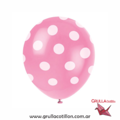 GLOBO ROSA ESTAMPADO CON LUNARES x5