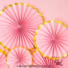 GUIRNALDA ABANICO ROSA PASTEL x 6 unidades