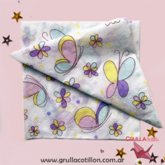 SERVILLETAS ECONOMICAS MARIPOSAS PASTEL x20