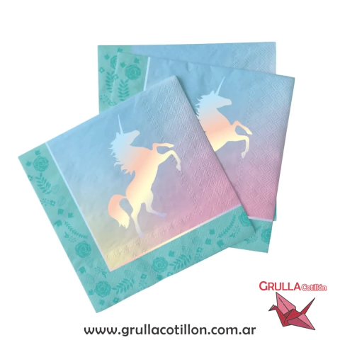 SERVILLETA UNICORNIO IRIDISCENTE x 12 unidades