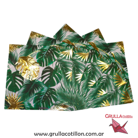 SERVILLETAS HOJAS METALIZADAS x12