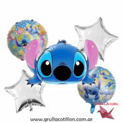 SET 5 GLOBOS STITCH AZUL CABEZA