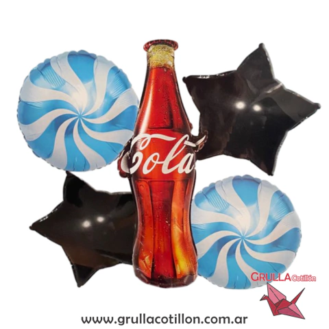 SET 5 GLOBOS BOTELLA COCA COLA