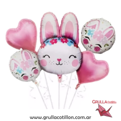 SET 5 GLOBOS CONEJA ROSA