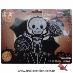 SET 5 GLOBOS HALLOWEEN ESQUELETO - comprar online