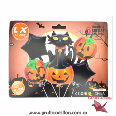 SET 5 GLOBOS HALLOWEEN GATO NEGRO - comprar online