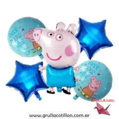 SET 5 GLOBOS PEPPA PIG - HERMANO GEORGE en internet