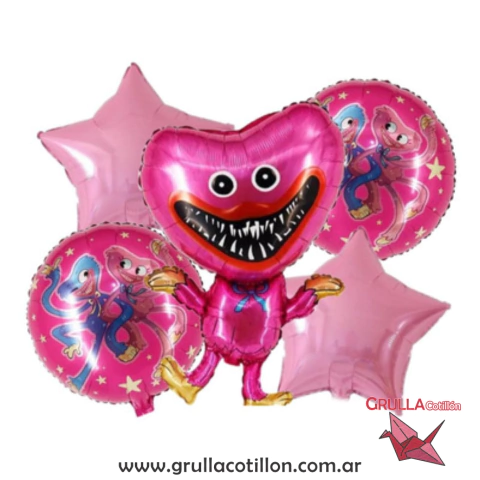 SET 5 GLOBOS HUGGY WUGGY ROSA