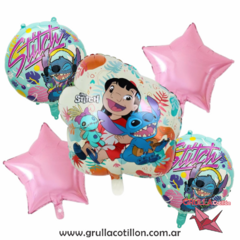 SET 5 GLOBOS LILO Y STITCH HAWAIANO
