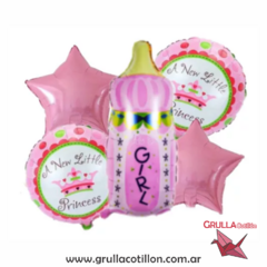 SET 5 GLOBOS MAMADERA ROSA