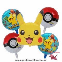SET 5 GLOBOS POKEMON - PIKACHU CABEZA
