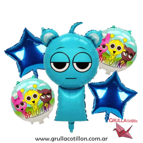 SET 5 GLOBOS SPRUNKI CELESTE