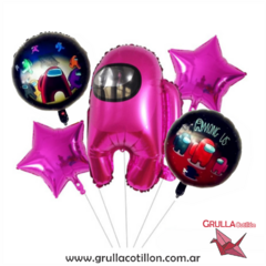 SET 5 GLOBOS AMONG US FUCSIA