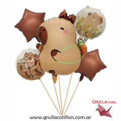 SET 5 GLOBOS CAPIBARA CON MOCHILA - comprar online