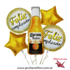 SET 5 GLOBOS BOTELLA CERVEZA CORONA