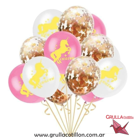 SET GLOBOS UNICORNIO x15 unidades