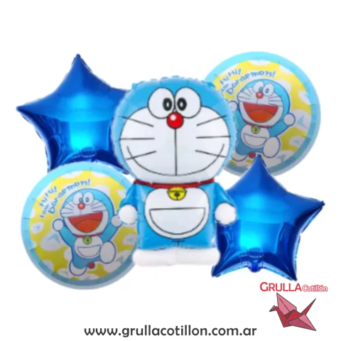 SET 5 GLOBOS GATO AZUL DORAEMON