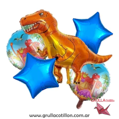 SET 5 GLOBOS DINOSAURIOS T-REX - Grulla Mayorista