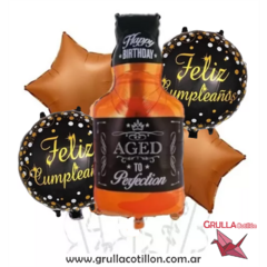 SET 5 GLOBOS BOTELLA WHISKY