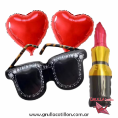 SET 4 GLOBOS LENTES Y LABIAL