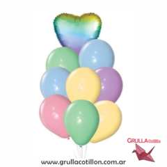 BOUQUET GLOBOS COLORES PASTELES