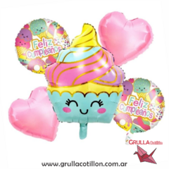 SET 5 GLOBOS GOLOSINAS - CUPCAKE