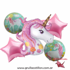 SET 5 GLOBOS UNICORNIO ROSA