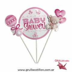 CAKE TOPPER x3 - BABY SHOWER ROSA