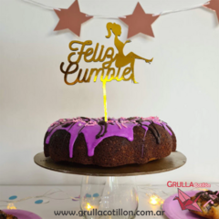 CAKE TOPPER FELIZ CUMPLE MUÑECA