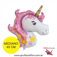 GLOBO CABEZA UNICORNIO ROSA MEDIANO 18"